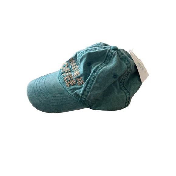 You Had Me At Coffee Cap Hat Adult Adiustable Green Discolored 100% Cotton NEW - Picture 2 of 5